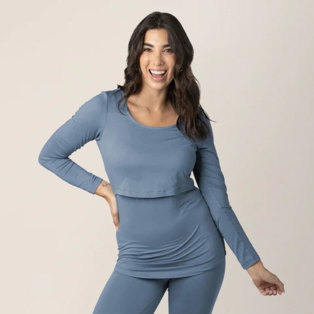 Kindred Bravely Slate Blue Maternity Post Partum Nursing Pullover Top Medium - Picture 8 of 8